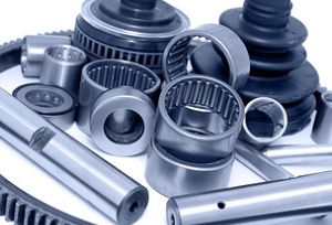 some auto spare parts against white background